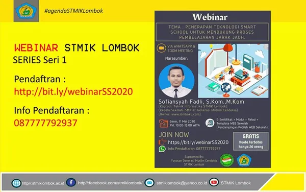 Webinar : Penerapan Teknologi Smart School Untuk Mendukung Proses Pembelajan Jarak Jauh.