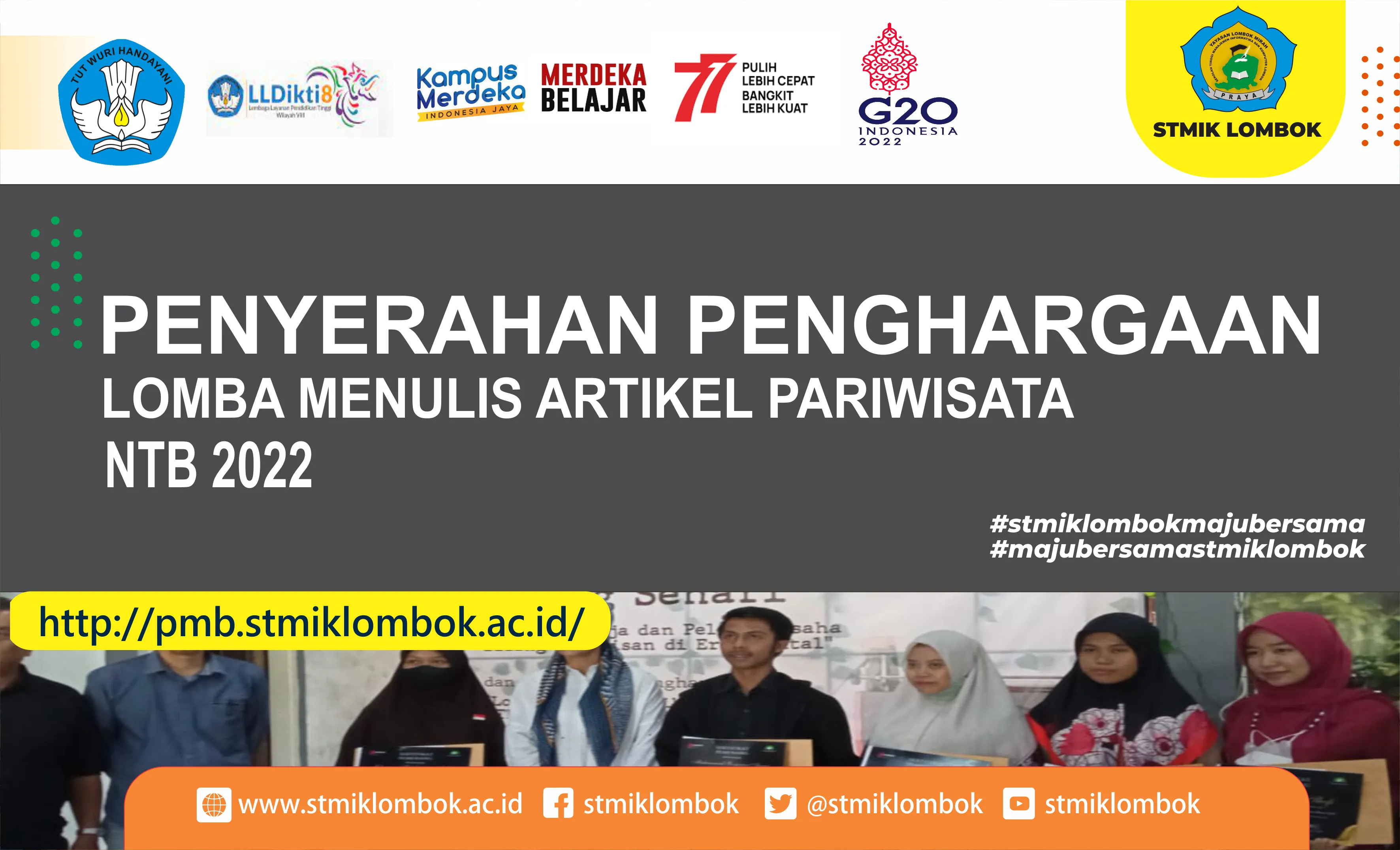 PENYERAHAN PENGHARGAAN “LOMBA MENULIS ARTIKEL PARIWISATA  NTB 2022”