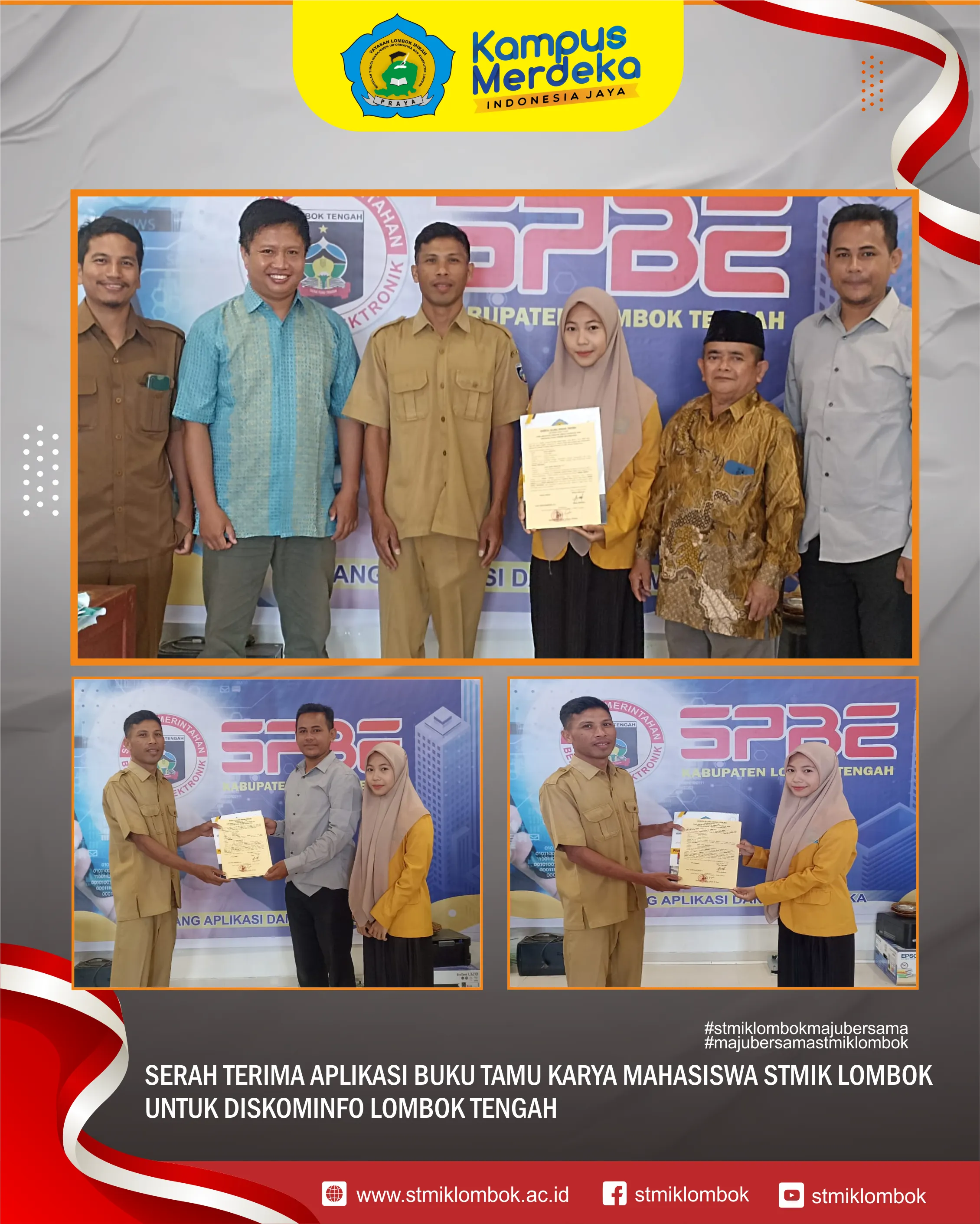 SERAH TERIMA APLIKASI BUKU TAMU KARYA MAHASISWA STMIK LOMBOK UNTUK DISKOMINFO LOMBOK TENGAH